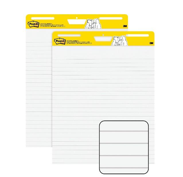 Post-it® Super Sticky Easel Pads, 25" x 30", 2 Pads, 30 Sheets/Pad, Lined, School Supplies for Classrooms, White