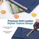 Minimalist Wallet Credit Card Holder Slim Wallet for Men Women, Soft Leather Front Pocket Wallet Small Compact Wallet Thin Card Case ID Window RFID Blocking Card Organizer Quick Access You Need (Dark Blue)