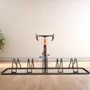 Simple Houseware 5-Bike Floor Storage Rack - Adjustable Bicycle Parking Stand & Garage Organizer for Road and Kids Bikes, Black