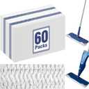 60 Pack Disposable Microfiber Cleaning Pads for Bona Mop | Heavy-Duty Replacement Pads Compatible with 15-18 inch Spray Flat Mops | Multi-Surface Hardwood Floor Cleaner Pad Refills