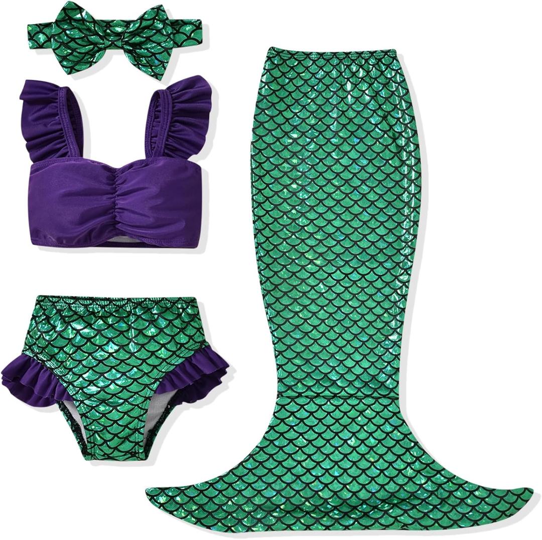 12 Month Infant Baby Girl Mermaid Ruffled Swimsuit Bathing Suits Two Piece Bikini Set Swimwear Beachwear 12-18 Months