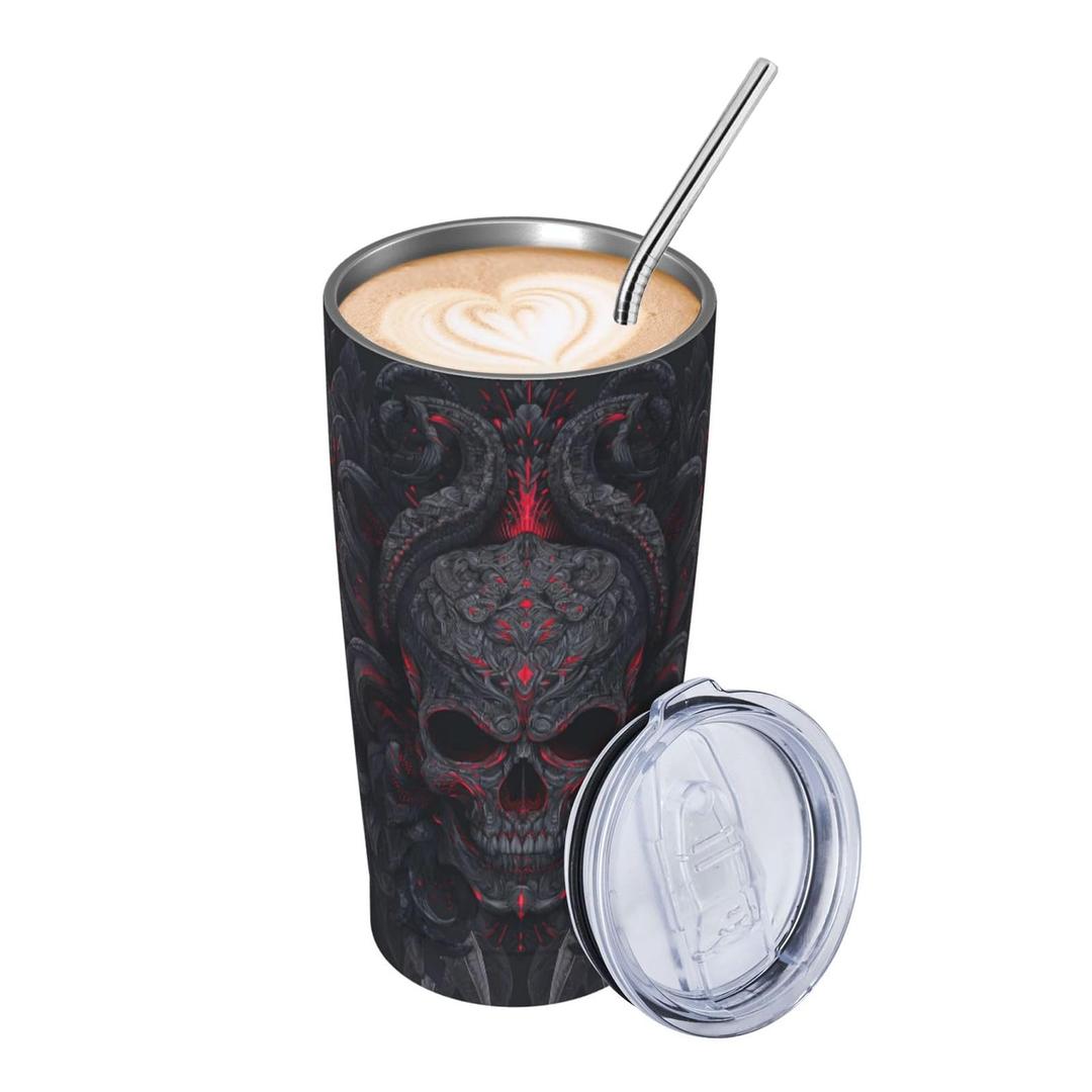 Worltoldb Camo 20oz Insulated Stainless Steel Tumbler With Lids And Straws Stainless Steel Double Wall Vacuum Insulated Travel Coffee Mug Leak-Proof Lid For Hot And Cold Drinks (Skull Fire) (EXP 09/30/26)