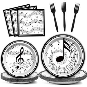 Musical Note Plates Napkins Music Themed Party Tableware Musical Notes Dinnerware Disposable Paper Plates for Baby Shower Music Concert Birthday Karaoke Christmas Party Supplies 24 Guests