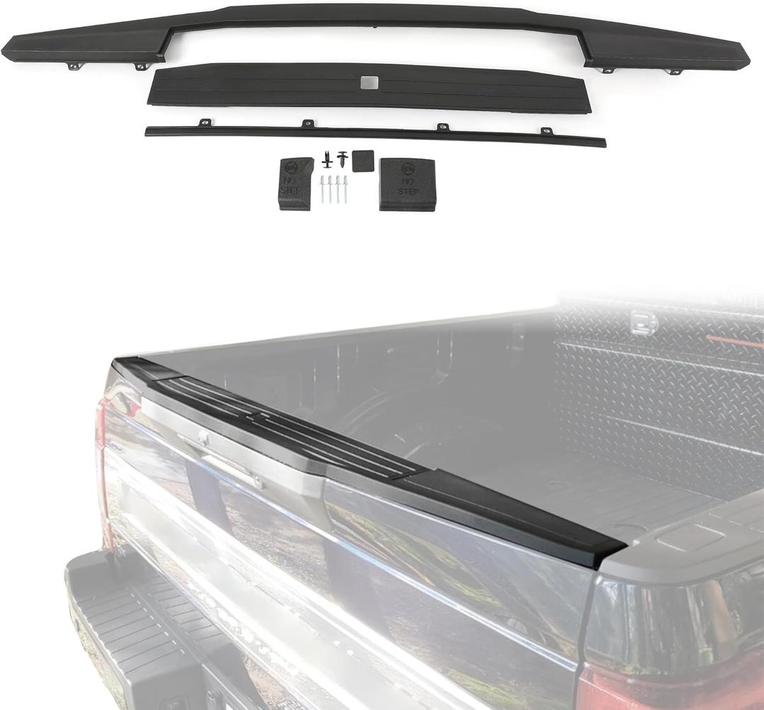 KUAFU Tailgate Molding Kit Top Trim Cap Cover Compatible with 2017-2022 Ford F250 F350 Super Duty Flex Step Replacement for HC3Z9940602A HC3Z9941018AC FO1904134 FO1904141 FO1904140