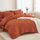 Andency Oversized Queen Comforter Set 7 Pieces, Burnt Orange | 7 Pieces, Bed in a Bag, Soft Lightweight Fluffy Polyester, Elegant Boho Tufted Reversible Bedding Set, All Season