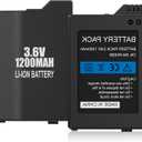 2Pcs Rechargeable Battery Pack Replacement for PSP 2000/3000/Lite/Slim Console, Real Capacity 1200mAh Lithium Polymer Batteries for PSP 2001/3001
