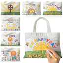 Locmeo 18 Pcs He Lives Easter DIY Crafts Coloring Canvas Bags 10 x 7 Inch Colorful Gift Tote Bags Reusable Party Favor with Handles for Christian Party Supplies