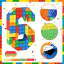 Building Blocks 6th Birthday Party Decorations Number 6 Pinata with Pinata Stick & Blindfold for Kids Girls Boys Happy Birthday Building Block Theme Party Supplies Carnival Games