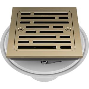 4 Inch Tile-in Champagne Bronze Shower Drain Fit for 2" PVC Pipe (Dia. 2-3/8 in) Removable SUS304 Stainless Steel Strainer Cover with Copper Layer, Champagne Gold DT062412-CZ Five Free Replacement
