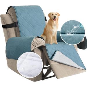 H.VERSAILTEX 100% Waterproof Recliner Chair Cover Non-Slip Reclining Cover for Recliner Chair Washable Dog Chair Cover Stay in Place Ideal Furniture Protector with Elastic Straps (Recliner, Blue) (Standard)