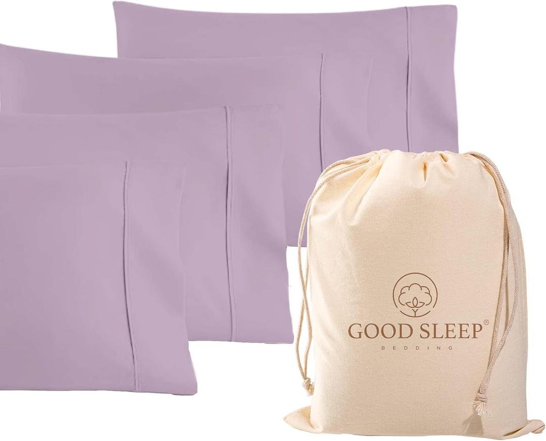 1000 TC Lavender King Pillowcases Set of 4 100% Egyptian Cotton Pillow Cases with Long Staple Cotton & Sateen Weave, Silky Soft Hotel - Like Bed Pillow Covers for Comfy Sleeping, Snug Fit