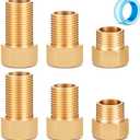 Moxweyeni 6 Pack 1/2'' Brass Extension Adapter Set, 1/2 Male x 1/2'' Female Brass Pipe Extension Fittings, Nipple Pipe Adapter for Tub Spout/shower, Length 30mm/40mm/50mm with Sealing Tape