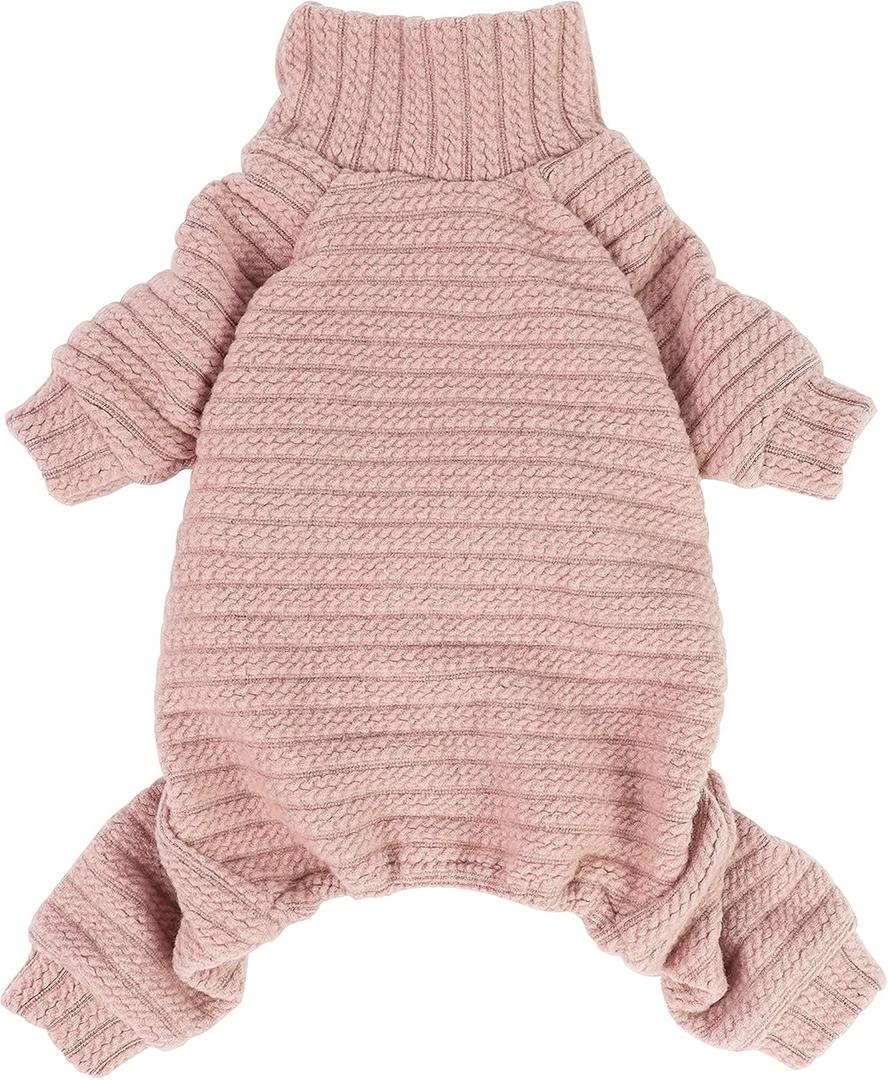 Fitwarm Turtleneck Knitted Dog Sweater Puppy Pajamas Thermal Doggie Winter Clothes Knitwear Pet Coats Cat Apparel Pink Small