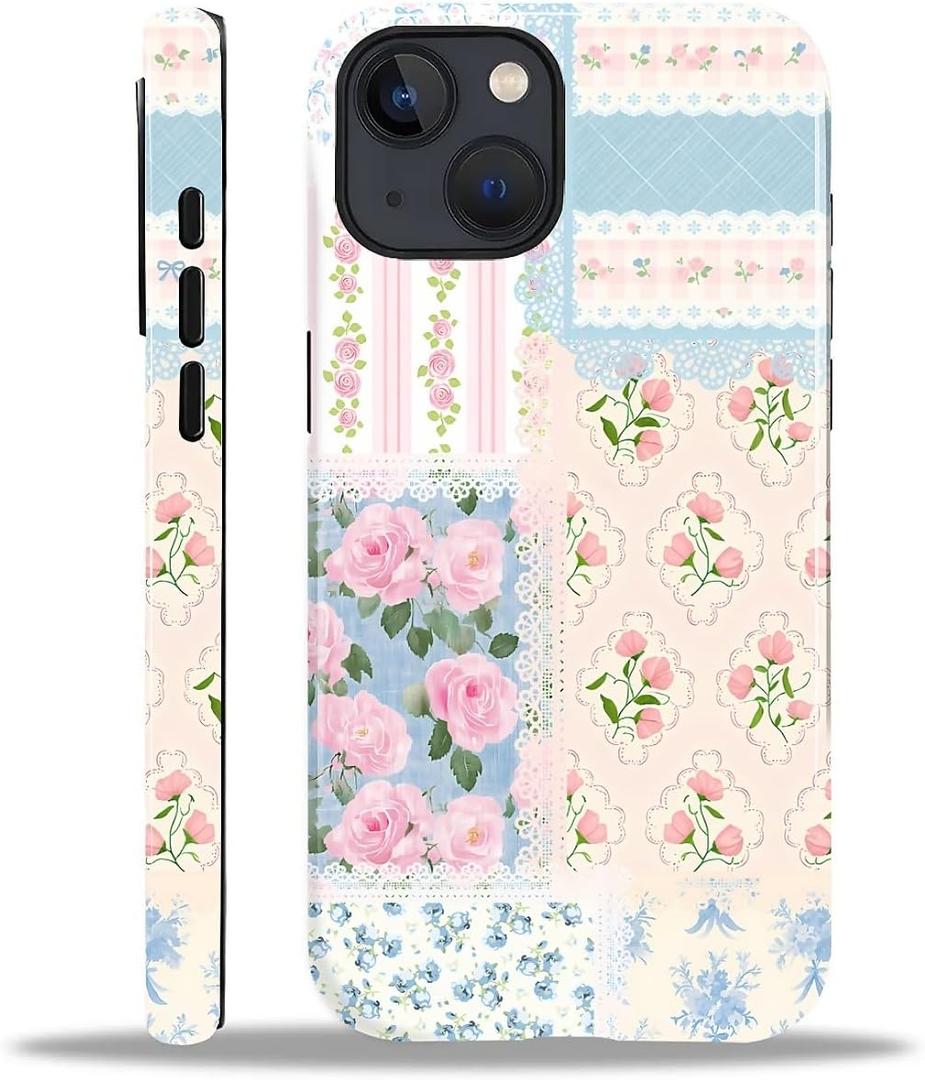 COTAIL Case Designed for iPhone 15, Hybrid 2-Layer Case, Military-Grade Protection Durable Shockproof Anti-Scratch Phone Case, Floral Lace Patchwork