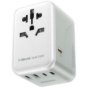 MOMAX Universal Travel Adapter, 70W GaN International Power Adapter, 3 USB-C & 2 USB-A, Worldwide Travel Plug Adapter, International Power Adapter for Most Europe, USA Japan, Australia (Type C/A/G/I)