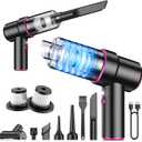 CODN Handheld Car Vacuum Portable Cordless 12000PA, 2 in 1 Handheld Vacuum Cleaner and Air Duster with Multi-Nozzles and LED Light, Mini Hand Held Vacuum Rechargeable for Home, Car, Office, Pet Hair (Black & Rose Red)