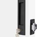 Dontay Pocket Door Handle, Modern Rectangular Keyed Entry Function, (Bed/Bath) Pull Latch, Recessed Sliding Door Hardware for 1 3/8 to 2 3/16 Thickness (Keyed Entry Lock, Matte Black, 2 Pack)