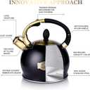 SUSTEAS Whistling Tea Kettle, 2.7QT Food-Grade Steel Teapot, BLACK, 2.6 Quarts