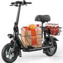 Electric Scooter with Seat, 300W Motor, 15.53MPH Top Speed, 20 Miles Range, Adults E-Scooter with Large Storage Basket for Pets Dogs and Items C1S-PLG