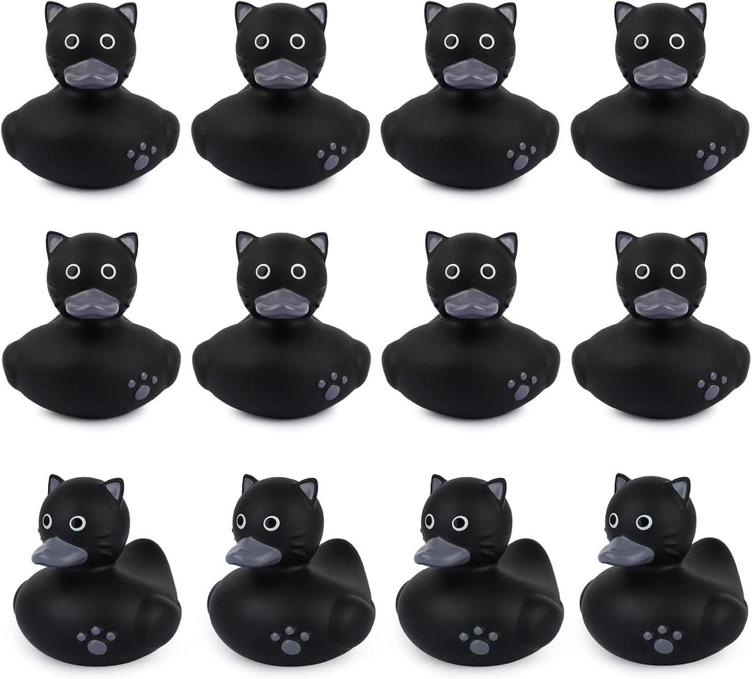 12pcs Rubber Ducks in Bulk, Ducks for Jeeps,Black Cat Jeeps Ducking,Baby Bath Toys for Rubber Duckies,Birthday Gifts Pool Holiday Ducks Party Favors