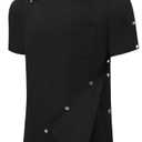 KGGEOO Magnetic Button Post Shoulder Surgery Recovery Shirt Tear Away Short Sleeve Rotator Full Side Adaptive Chemo Clothing Small