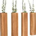 SwallowLiving 4-Pack Wood Wall Planters with 16 Removable Faux Artificial Eucalyptus Stems, Boho Farmhouse Wall Decor for Living Room, Bedroom, Bathroom and Office