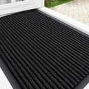 OLANLY Front Door Mat Indoor Outdoor Entrance, Waterproof Heavy Duty Doormat, Fade Resistant, Low Profile, Easy Clean Patio Porch Welcome Floor Mats for Entry, 35x23, Black