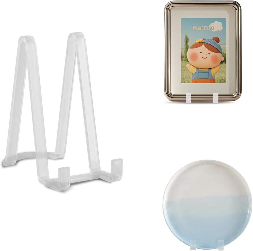 Artliving Plate Stands for Display - Plastic Easel Stand Plate Holder Display Stand Picture Frame Stand for Pictures | Photo|Decorative Plate |Dish | Tabletop Art - 6 inch-Clear