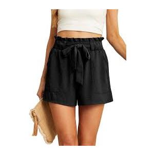 Womens Drawstring Shorts Plus Size Summer Casual Lightweight Adjustable Tie Knot Knee Length Shorts with Pockets 2XL