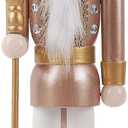 Joliyoou 15 inch Christmas Nutcracker, Wooden Nutcracker King Holding A Sceptre, Rose Gold Traditional Hand-Painted Festive Decorations for Table, Mantel and Xmas Party