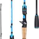 Sougayilang Fishing Pole, 2PC Spinning Rod with EVA and Cork Handle Grip, Baitcasting Rod for Freshwater Fishing Rod-Blue-5.9ft-Casting