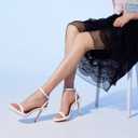 Elisabet Tang Women’s Stilettos Heeled Sandals Open Square Toe Heels,4.3 Inch Open Toe Strappy Sexy High Heels Ankle Strap Buckle Heels for Party Wedding Dress Daily Wear Shoes