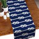 Nautical Knot Table Runner 36 Inches Short, Cotton Linen Small Short Kitchen Dining Coffee Table Runners Dresser Dcor, Burlap Runner for Table, Wedding, Party Ocean Beach Sailboat Navy Blue