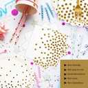 2 x 75PCS White and Gold Paper Plates Napkins Party Supplies, 7Inch Scalloped Gold Dot Paper Dessert Plates and Napkins Set Disposable Birthday Cake PlateTableware for Wedding Valentines Galentines Day
