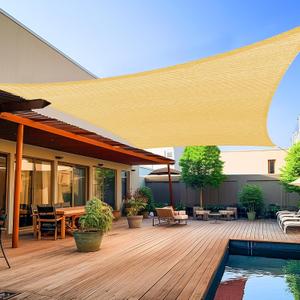 Shade&Beyond 8'x10' Sun Shade Sails Canopy Rectangle Sand 185GSM Shade Sail for Patio Deck Yard Backyard, (We Make Custom Size)