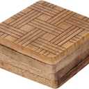 Set of 4 Wood Coasters - Natural Mango Wooden Coasters for Drinks, Beverages, Wine Glasses & Bar Glasses - Rustic & Durable Drink Coasters - Coaster Set for Home, Kitchen, Dining, Bar Decor