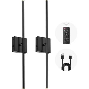 CLY Battery Operated Wall Sconces Set of 2, 10000mAh Rechargeable Wireless Wall Lights with Remote, 6 Color Temp Dimmable 350 Rotate Wireless Wall Scone Decor for Mirror Bedroom Living Room 28 Inch