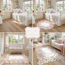 Wonnitar Washable 3x5 Bedroom Rug, Soft Camellia Floral Area Rugs for Living Room, Non Slip Boho Flower Nursery Rug Scalloped Throw Carpet for Kids Room Bedside Entryway Laundry Room (Beige,3'x5')