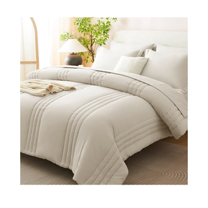 CozyLux Queen Comforter Set - 7 Pieces Bed in a Bag Beige Comforters Queen Size Bed Set, Soft Bedding Set with All Seasons Comforter, Sheets, Pillowcases & Shams
