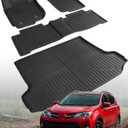 Car Floor Mats for Toyota RAV4: 2006 2007 2008 2009 2010 2011 2012 Without 3rd Row Seat All Weather Carpet Custom Fit for RAV-4 Front Second Row Cargo Area Accessories Heavy Duty Full Set Rubber Liner