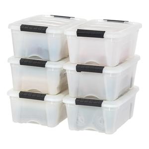 IRIS USA 6-Pack 13 Quart Storage Bins with Lids, PearlConceals contents for a clean look. Ideal for shoes, photos, documents, and small essentials. Nestable design saves space