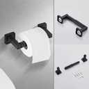 Matte Black Bathroom Hardware Set 4 Pieces,Bathroom Accessories Set Stainless Steel Wall Mounted, Hand Towel Bar, Towel Ring, Robe Towel Hooks,Toilet Paper Holder,Towel Bar Set, 23.6 Inch