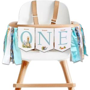 Rabbit One High Chair Banner - First Birthday Party Highchair Banner,Easter Rabbit Party Supplies For Girls And Boys,Baby Shower Decorations