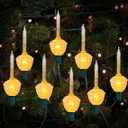 8.8Ft Vintage Christmas Bubble Lights, Outdoor Tree Lights with 10 Gold Glitter Bulbs, C7/E12 Candelabra Base, 5W String Lights with Gold Liquid Great for Indoor Xmas Celebrations Decorations (Clear/Golden Onion)