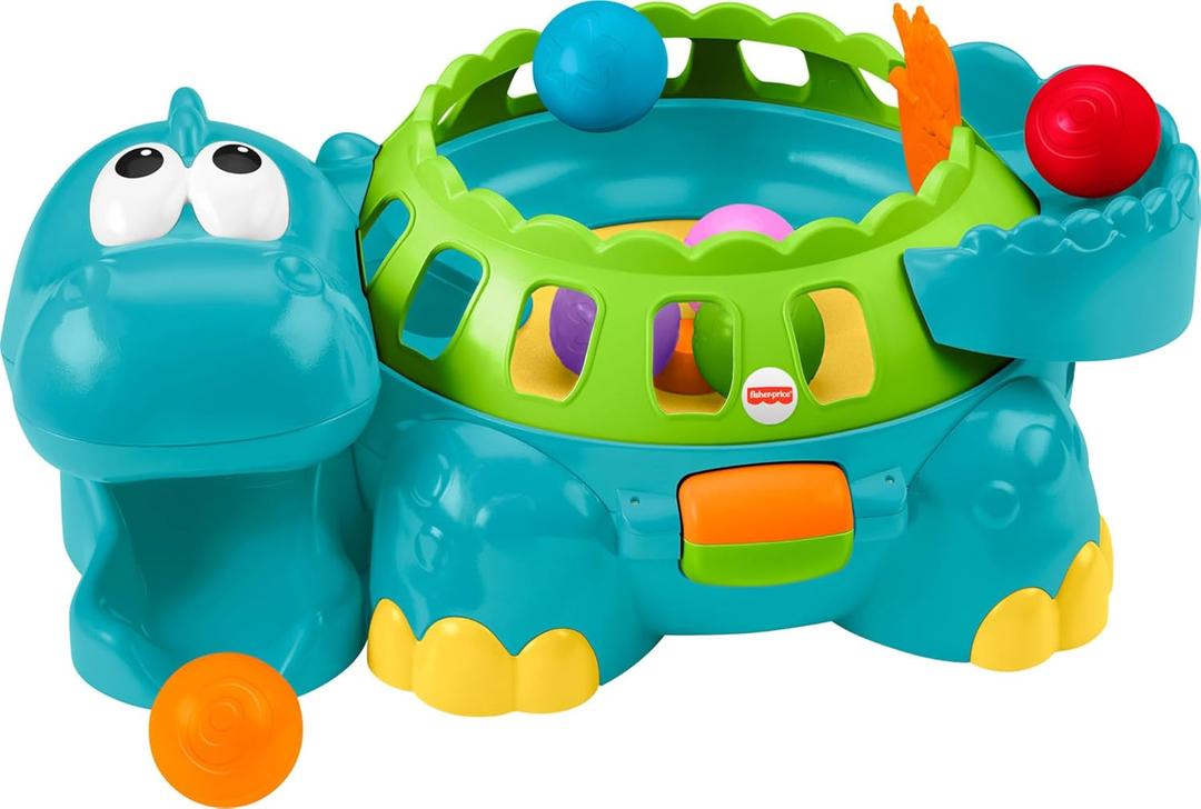 Fisher-Price Baby Crawling Toy, Poppity Pop Musical Dino Ball-Popper with Sounds for Infants Ages 6+ Months, Blue, One Size