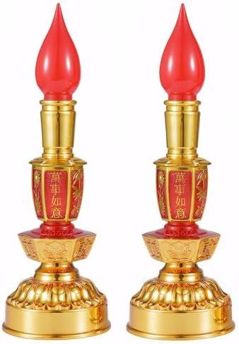 Omeet Led Retro Chinese Candle lamp Vintage Style Retro Nostalgic Ancient Chinese Style Buddhist Supplies - 1 Pair
