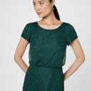 Adrianna Papell Womens Short Sleeve Blouson Beaded Gown (Green, S)