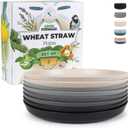 Grow Forward Premium Wheat Straw Plates - 10 Inch Reusable Hard Plastic Dinner Plates Set of 8 - Unbreakable & Microwave Safe Dishes for Dessert, Camping, RV, Outdoors, Patio, Kitchen - Moonlight