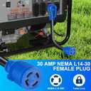 NEMA 14-50P to L14-30R Generator Transfer Switch Adapter Cord, 50A Male to 30A Female 250V/125V Generator RV EV Dryer House Adapter Plug, Twist Lock 4-Prong, STW 10AWG Heavy Duty Cable, 18 Inch