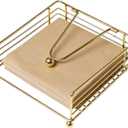 Gold Napkin Holder Modern Square Metal Flat Napkin Storage Stand Holder with Weighted Pivoted Arm for Outdoor Farmhouse Wedding Party Hotel